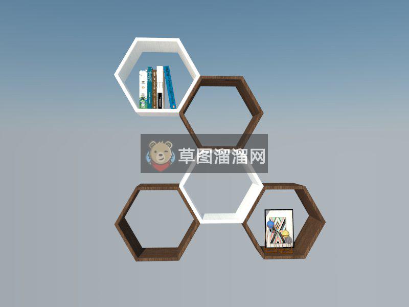 六边形吊柜格子柜SU模型