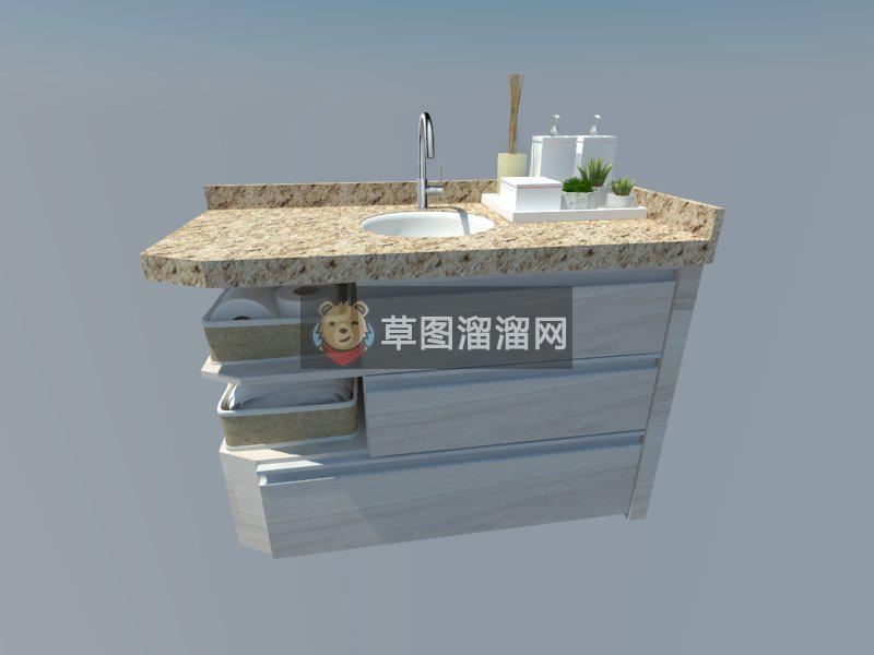 浴室柜洗手池SU模型