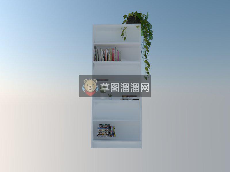 白色简易书柜SU模型