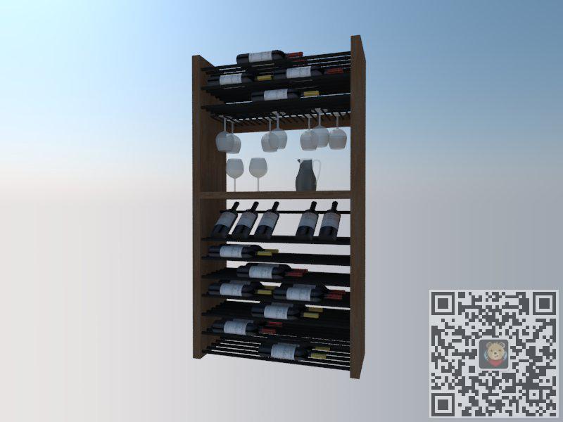 红酒酒柜酒架SU模型