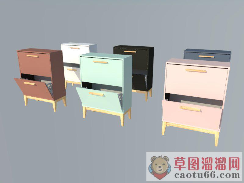 木制边柜鞋柜SU模型