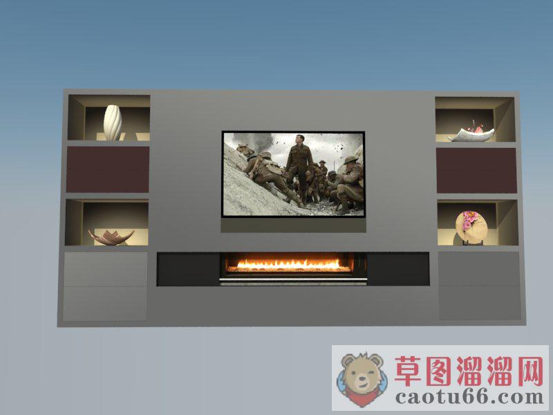 电视墙电视柜SU模型