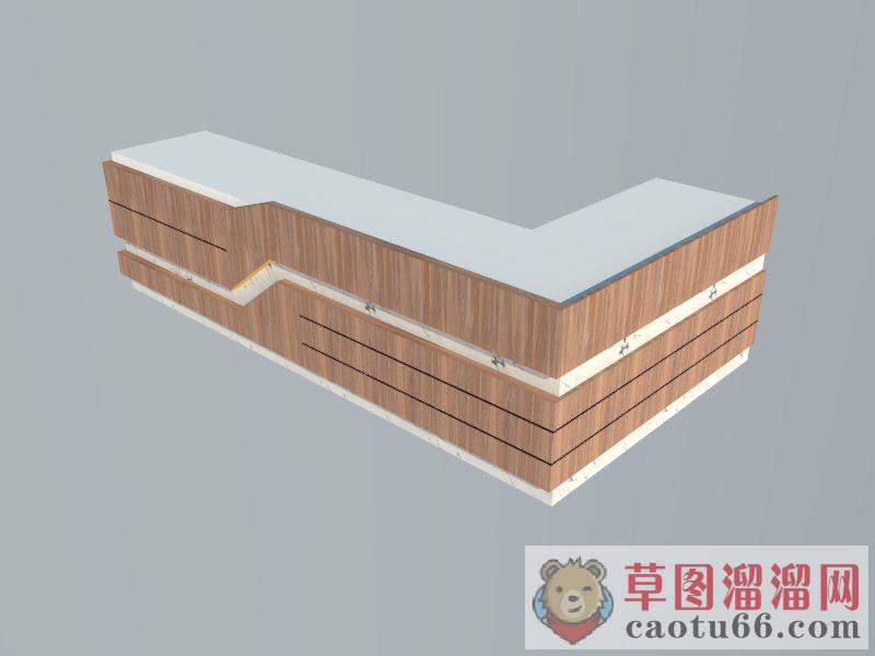 L型前台柜接待台SU模型
