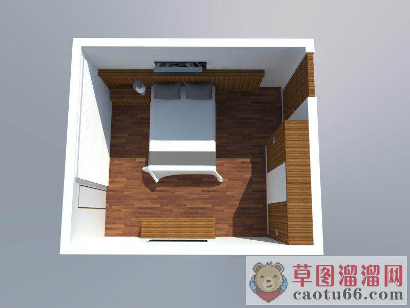 卧室房间床铺SU模型