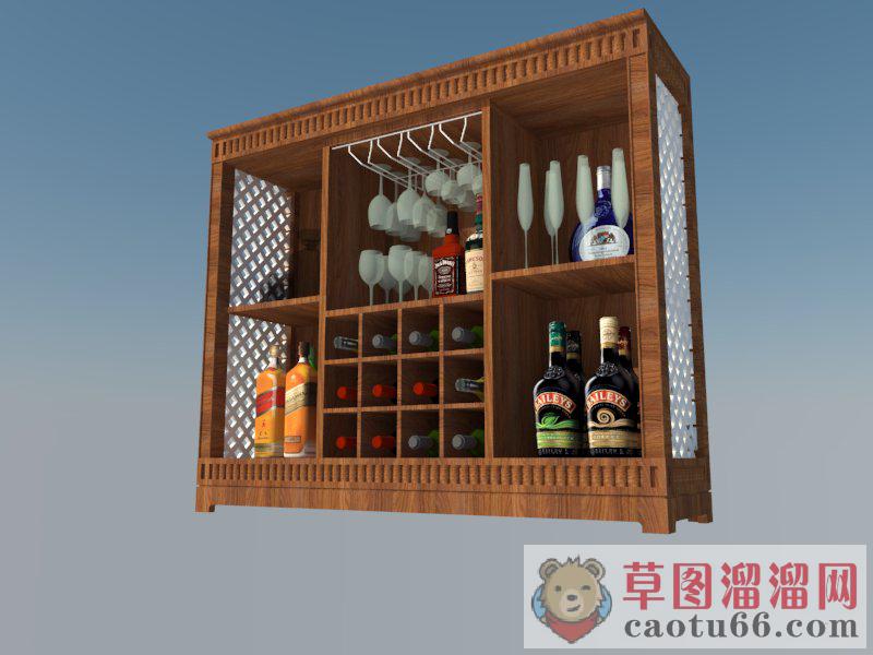 酒柜高脚杯洋酒SU模型