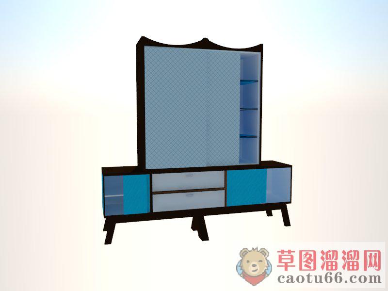 欧式酒柜边桌柜SU模型