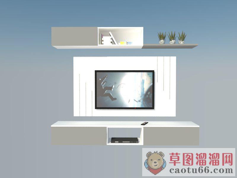 电视柜书本玻璃花瓶SU模型