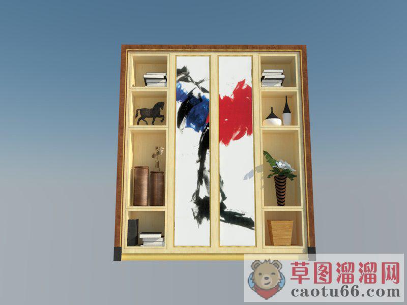 书柜艺术品置物柜SU模型