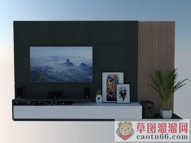 电视柜背景墙影院SU模型