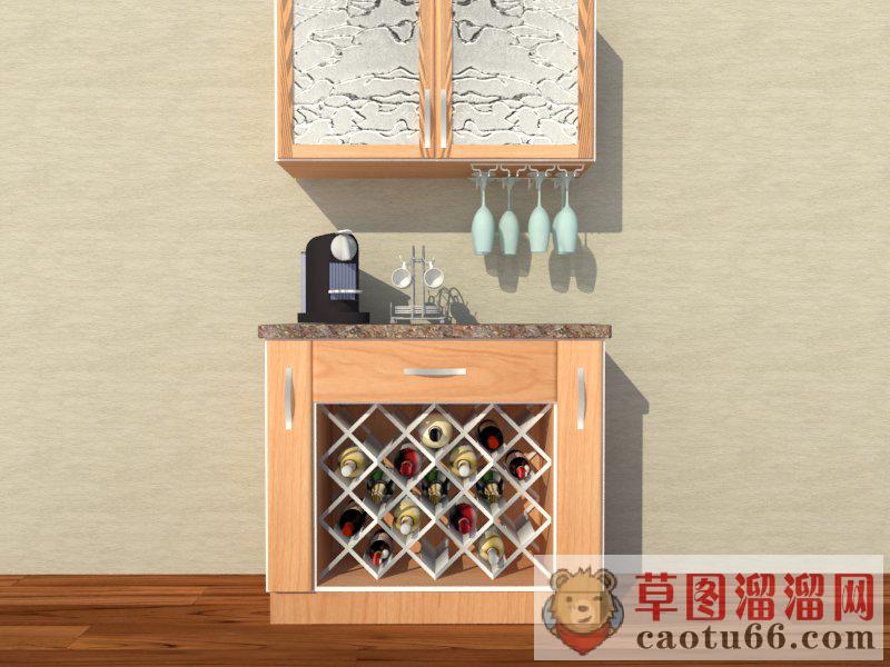 现代酒柜酒瓶SU模型