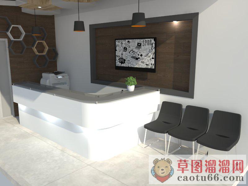 公司前台柜吊柜SU模型