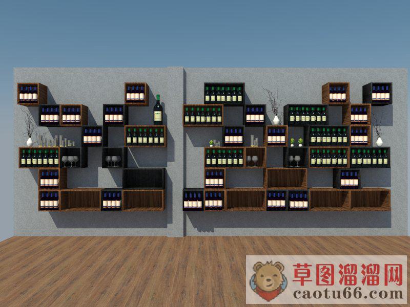酒柜酒架格子SU模型