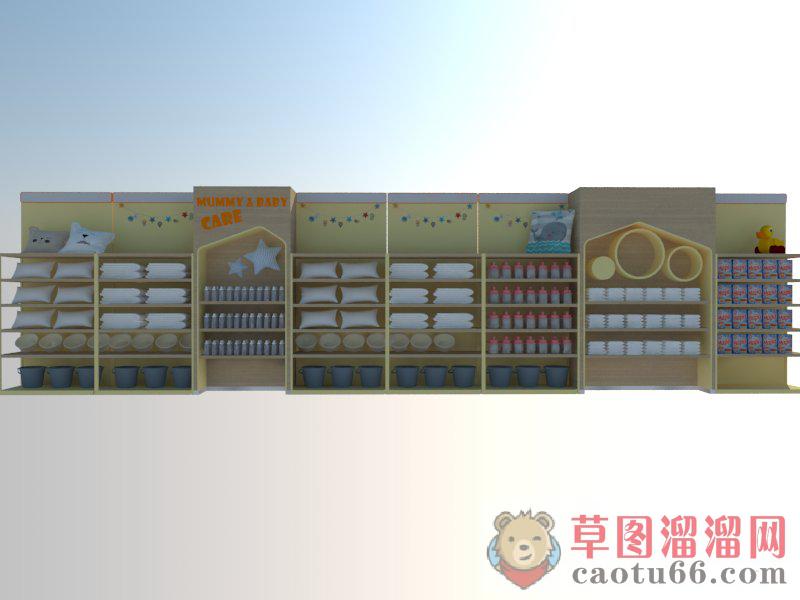 母婴店展柜货物柜SU模型
