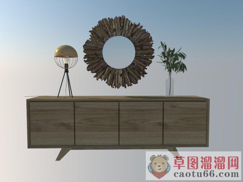 边桌柜桌灯装饰SU模型