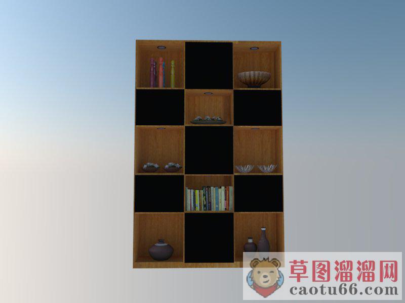 简易木质书柜SU模型