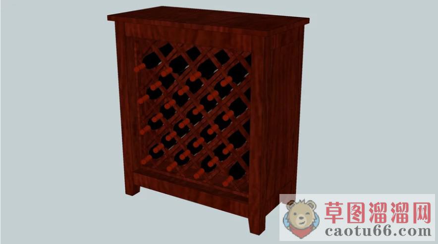 红木酒柜酒架SU模型