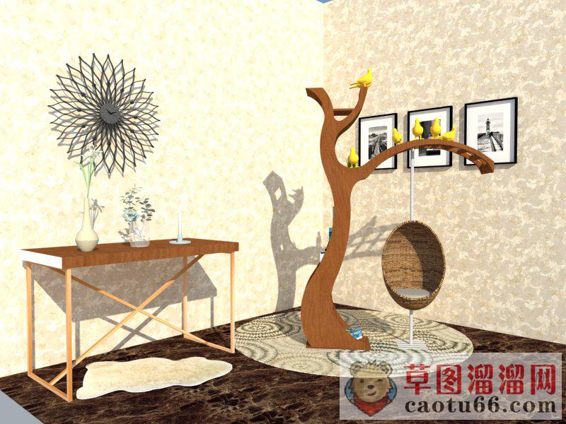 创意书架吊椅SU模型