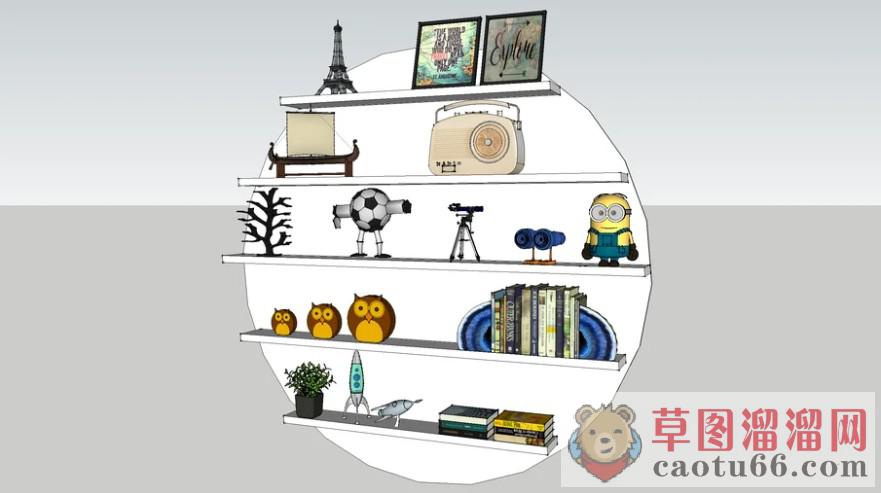 圆形架子置物架SU模型