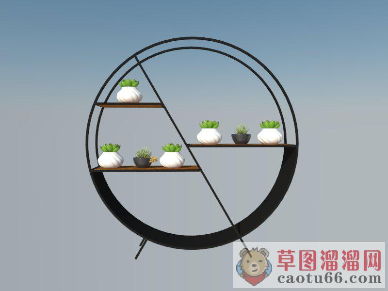 圆形植物架置物架SU模型