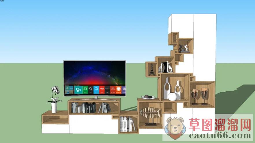 电视柜工艺品电视机SU模型