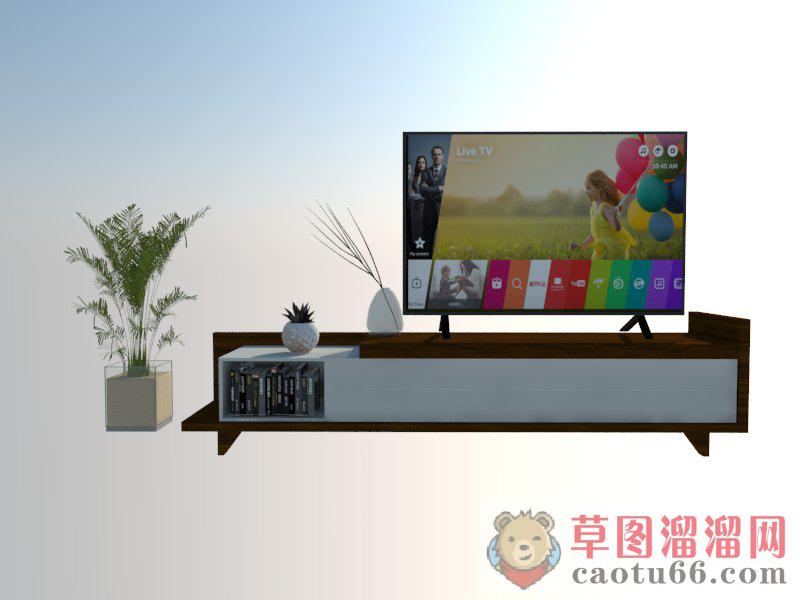 彩色LED电视柜SU模型