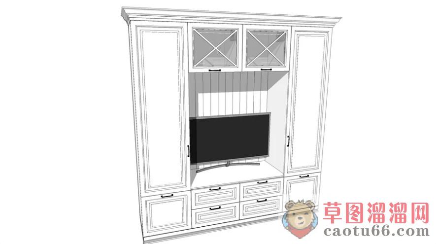 欧式电视柜室内SU模型