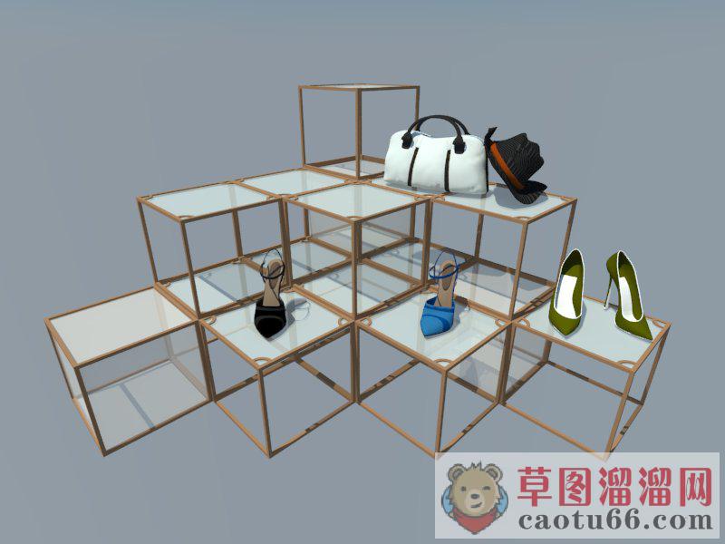 玻璃销售展架促销台SU模型