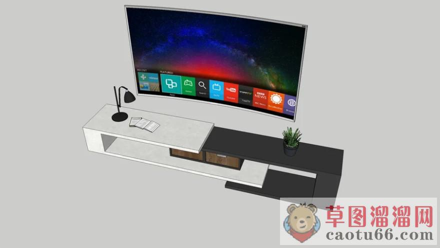 曲面电视柜电视机SU模型