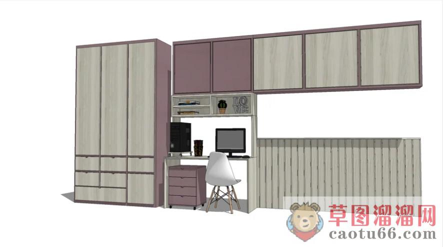 房间卧室衣柜SU模型