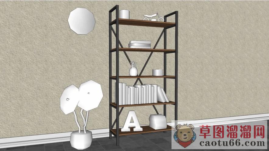 简约书架置物柜SU模型