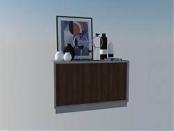 边桌柜装饰柜小鸟工艺品SU模型