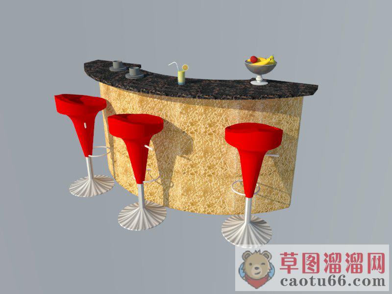 大理石吧台柜SU模型