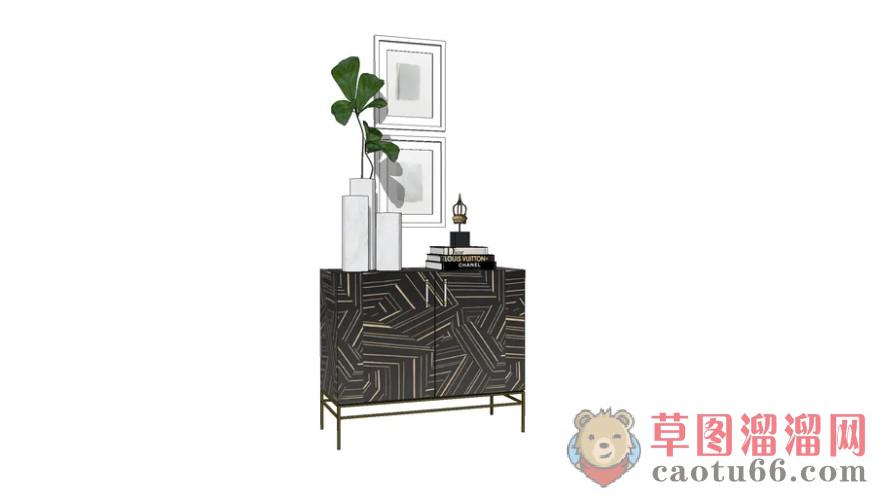 边桌装饰柜SU模型
