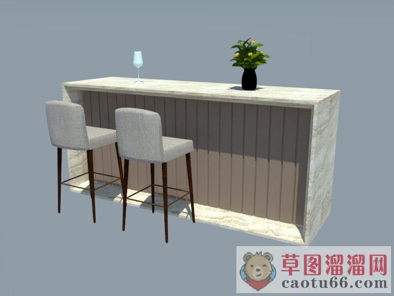 现代吧台SU模型