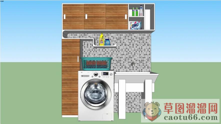 洗衣柜洗衣机SU模型