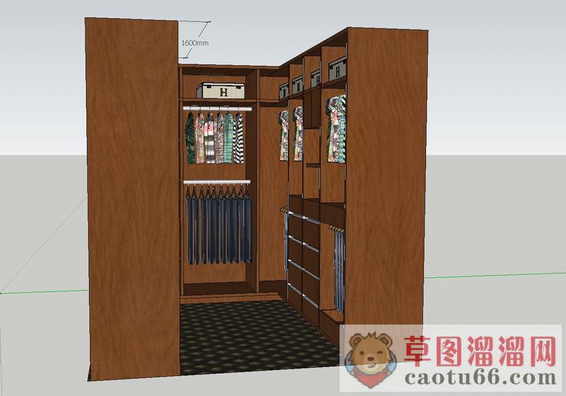 衣帽间衣柜SU模型
