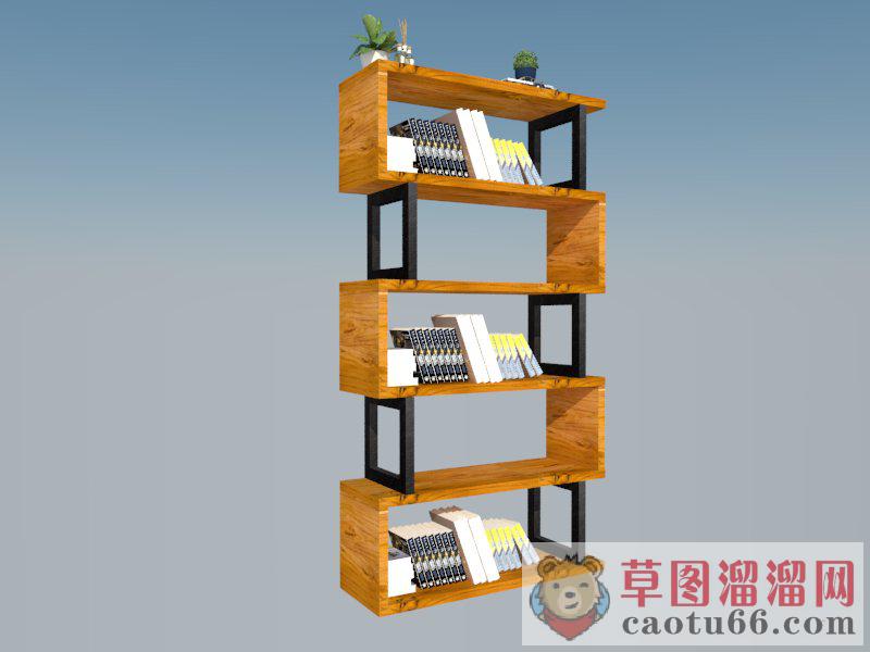 工业风书柜书架SU模型