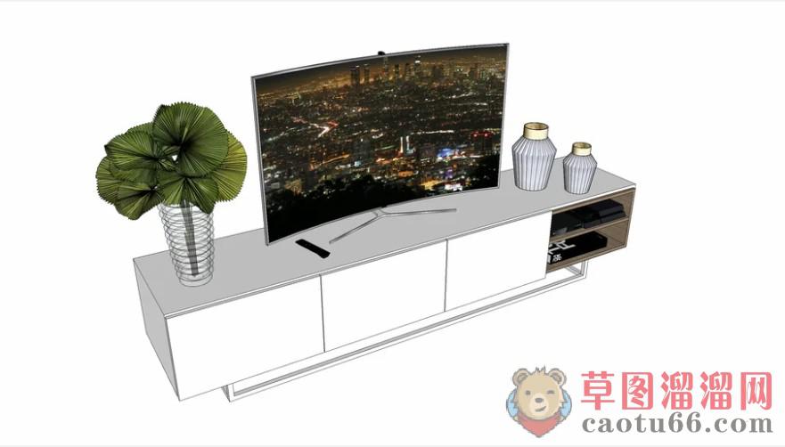 简约电视柜电视机SU模型