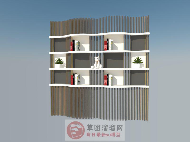 曲面置物柜隔断柜SU模型