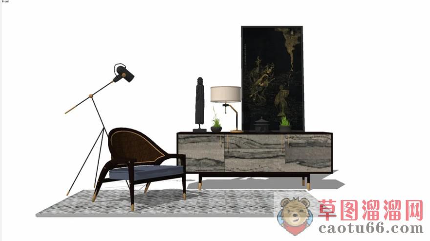 北欧家具落地灯扶手椅SU模型