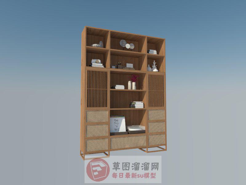 置物柜博古架书柜SU模型