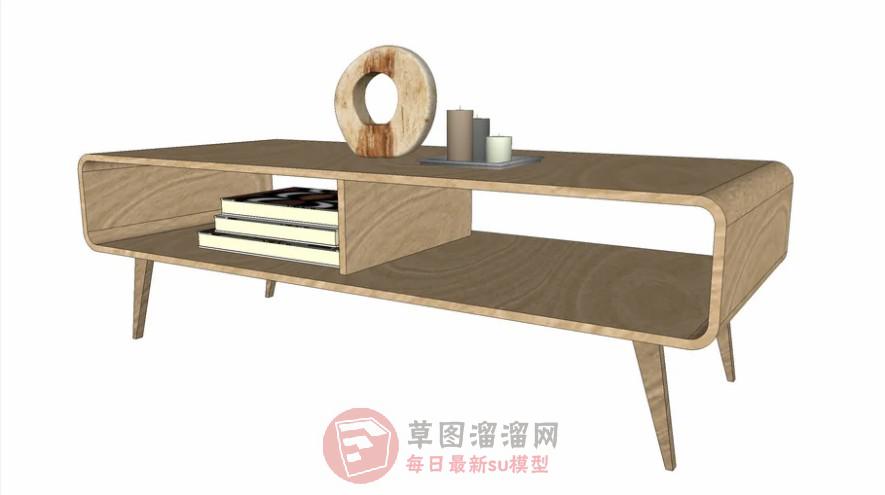 简约边桌电视柜SU模型