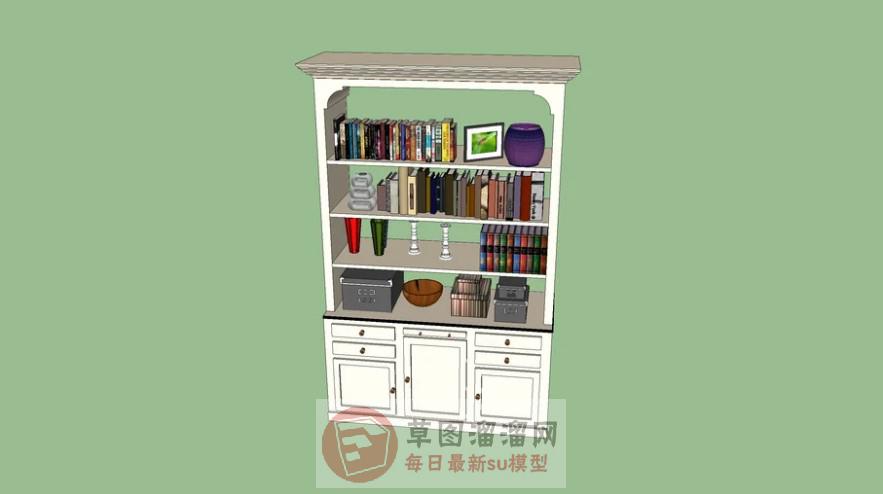 欧式书柜书架SU模型