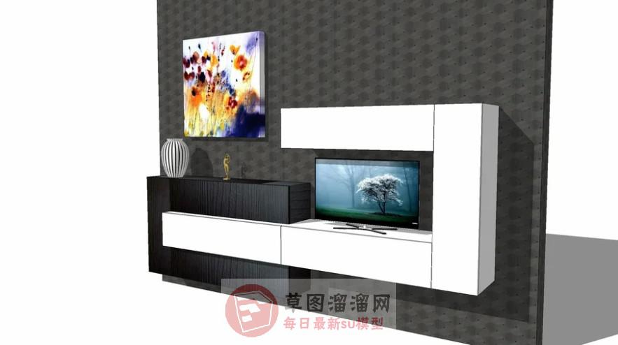 电视柜背景墙SU模型