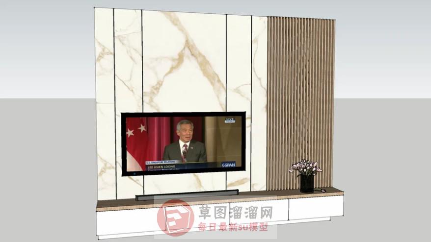 电视柜背景墙SU模型