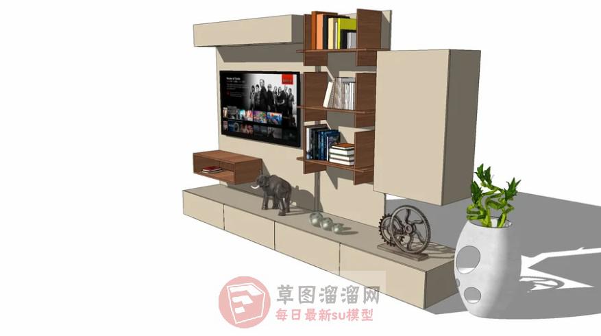 电视柜工艺品书本SU模型