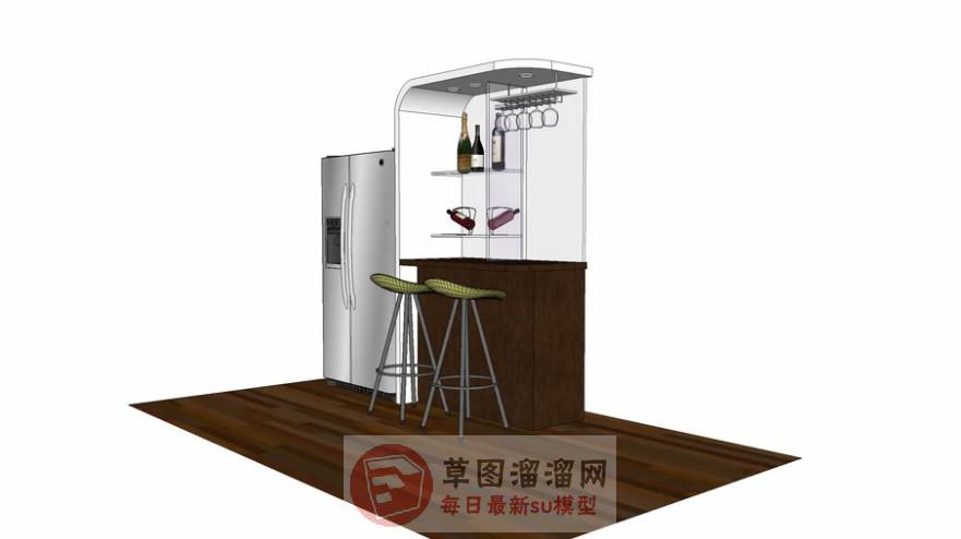 吧台酒柜高脚凳SU模型