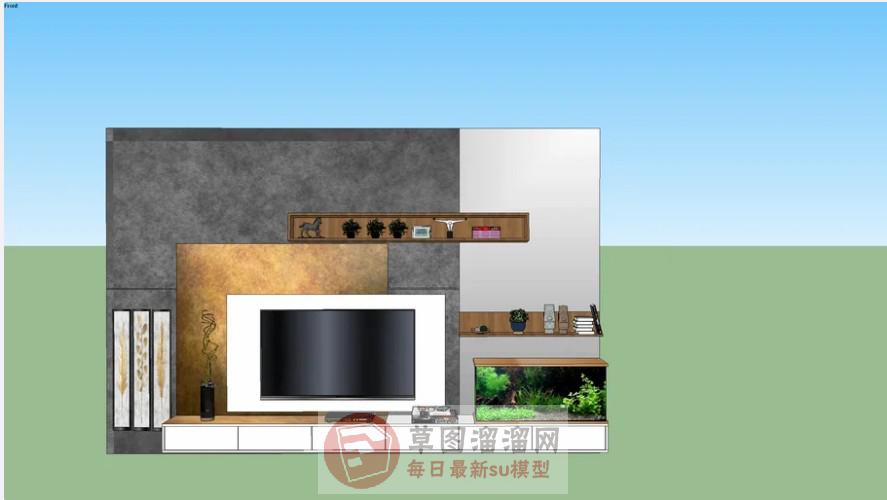 电视柜电视背景墙SU模型