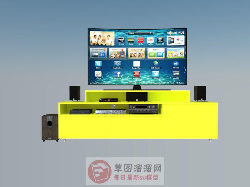 电视机电视柜音响SU模型