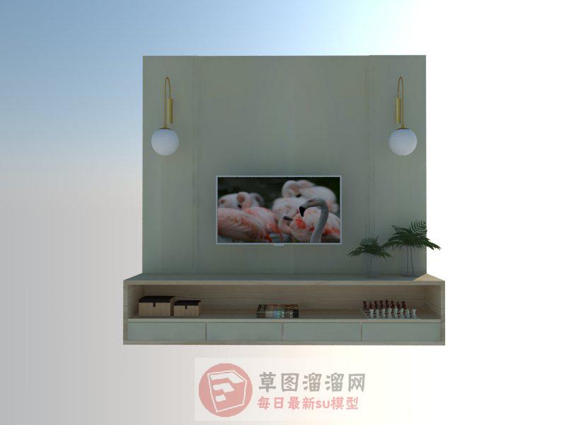电视柜背景墙SU模型